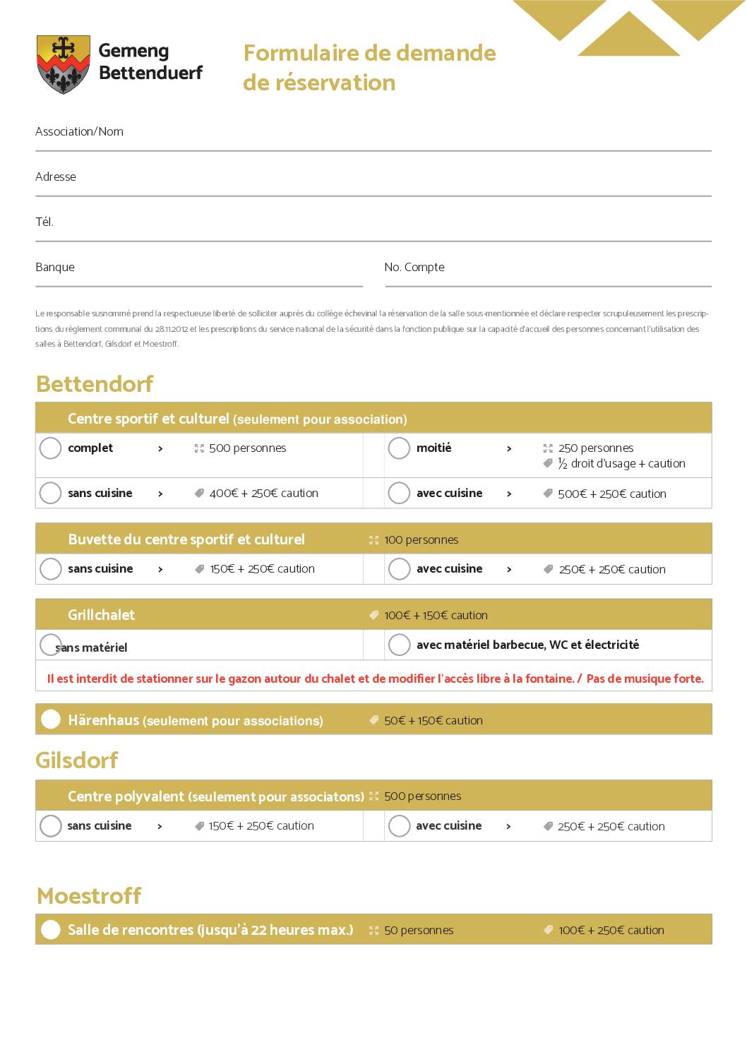 Demande de réservation salles