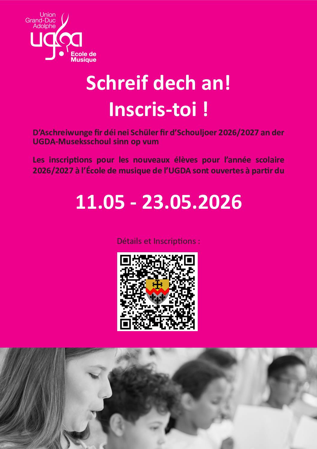 Inscription école de musique de l'UGDA 2026/2027