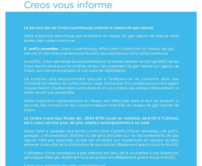 Contrôle du réseau de gaz naturel – CREOS