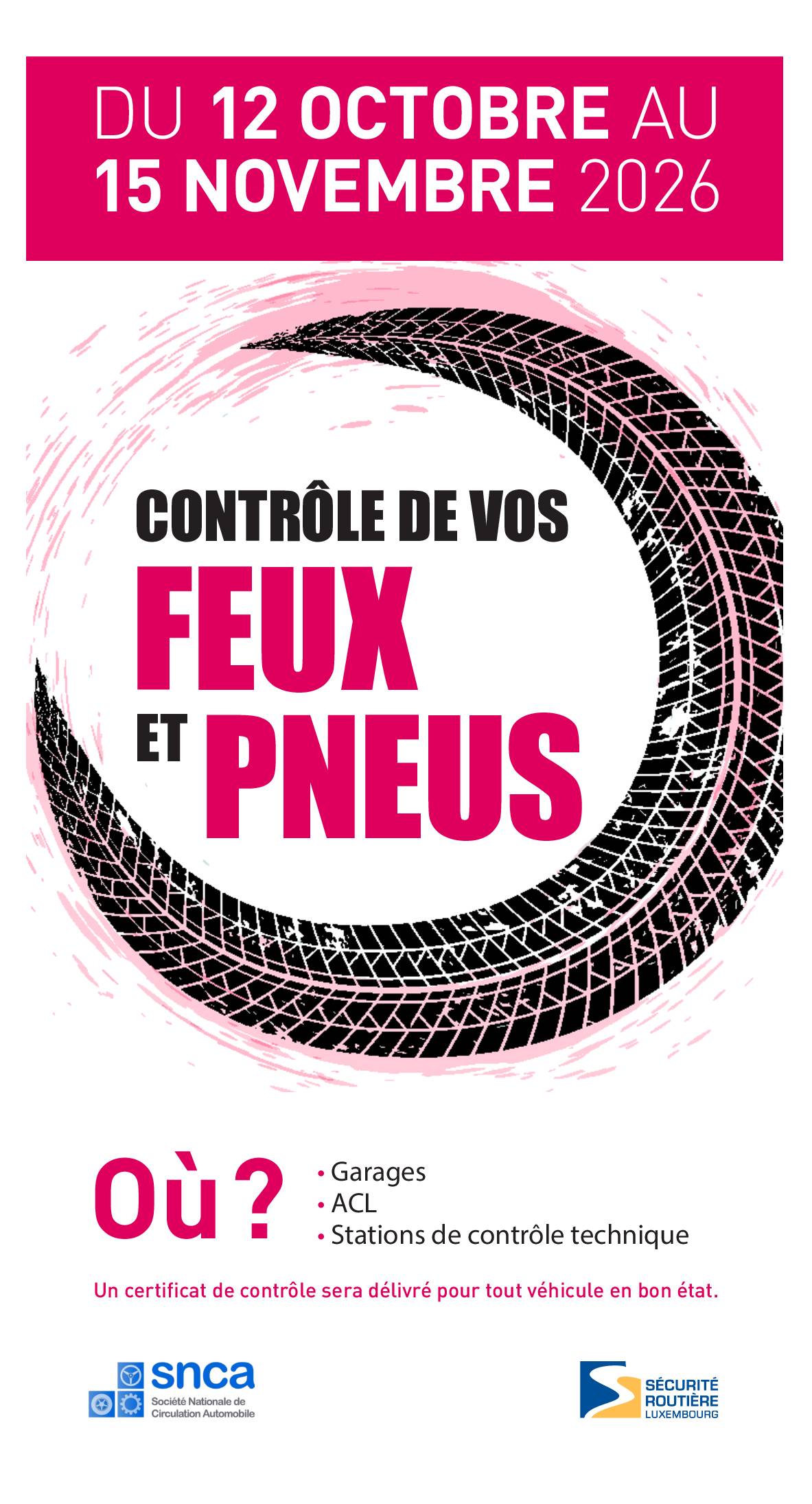 Contrôle de vos feux et pneus - Sécurité routière